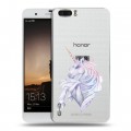 Полупрозрачный дизайнерский пластиковый чехол для Huawei Honor 6 Plus Единорог