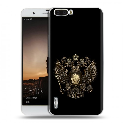 Дизайнерский пластиковый чехол для Huawei Honor 6 Plus герб России золотой