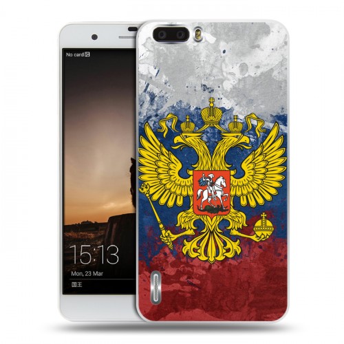 Дизайнерский пластиковый чехол для Huawei Honor 6 Plus Российский флаг и герб