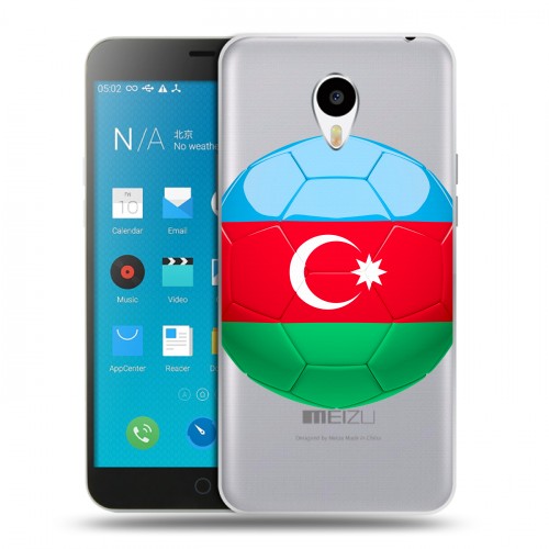 Полупрозрачный дизайнерский пластиковый чехол для Meizu M1 Note Флаг Азербайджана
