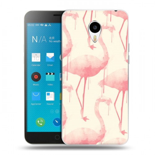 Дизайнерский пластиковый чехол для Meizu M1 Note Розовые фламинго