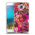 Дизайнерский пластиковый чехол для Samsung Galaxy E5 Цветочные паттерны