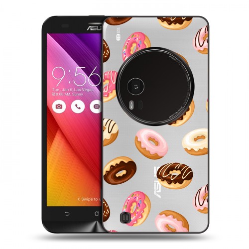 Полупрозрачный дизайнерский силиконовый чехол для Asus Zenfone Zoom Прозрачные пончики