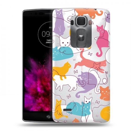 Полупрозрачный дизайнерский пластиковый чехол для LG G Flex 2 Прозрачные кошки