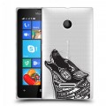 Полупрозрачный дизайнерский пластиковый чехол для Microsoft Lumia 435 Каллиграфия животных