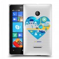 Полупрозрачный дизайнерский пластиковый чехол для Microsoft Lumia 435 флаг греции