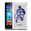 Полупрозрачный дизайнерский пластиковый чехол для Microsoft Lumia 435 Прозрачные тигры