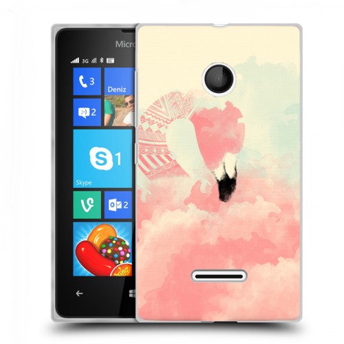Дизайнерский пластиковый чехол для Microsoft Lumia 435 Розовые фламинго