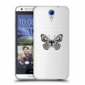 Полупрозрачный дизайнерский пластиковый чехол для HTC Desire 620 прозрачные Бабочки 