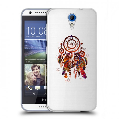 Полупрозрачный дизайнерский пластиковый чехол для HTC Desire 620 Прозрачные ловцы снов