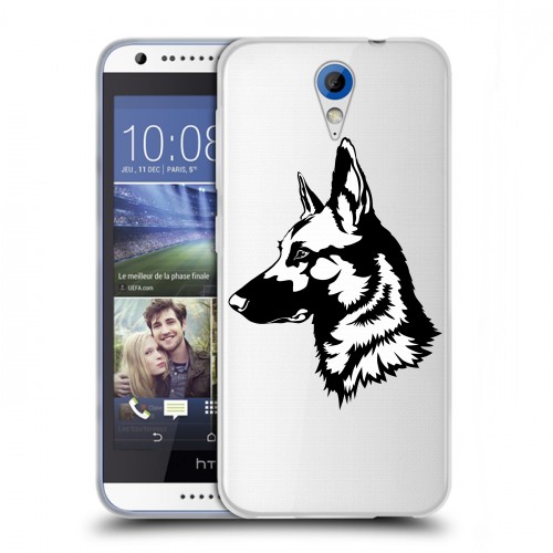Полупрозрачный дизайнерский пластиковый чехол для HTC Desire 620 Прозрачные собаки