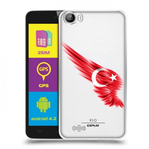Полупрозрачный дизайнерский пластиковый чехол для Explay Rio Флаг Турции