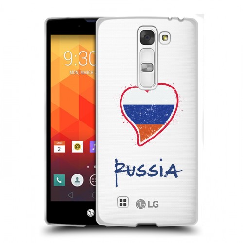 Полупрозрачный дизайнерский пластиковый чехол для LG Magna Российский флаг