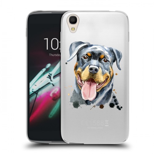 Полупрозрачный дизайнерский пластиковый чехол для Alcatel One Touch Idol 3 (4.7) Прозрачные собаки