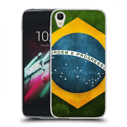 Дизайнерский пластиковый чехол для Alcatel One Touch Idol 3 (4.7) Флаг Бразилии