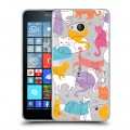 Полупрозрачный дизайнерский силиконовый чехол для Microsoft Lumia 640 Прозрачные кошки