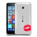 Полупрозрачный дизайнерский пластиковый чехол для Microsoft Lumia 640 Прозрачные поцелуи