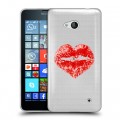 Полупрозрачный дизайнерский пластиковый чехол для Microsoft Lumia 640 Прозрачные поцелуи