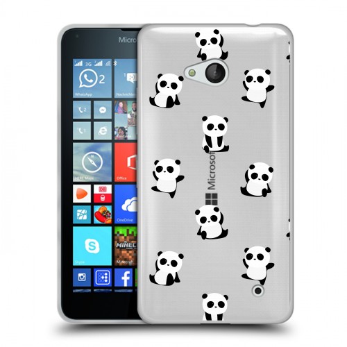 Полупрозрачный дизайнерский пластиковый чехол для Microsoft Lumia 640 Прозрачные панды 