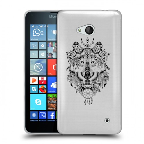 Полупрозрачный дизайнерский силиконовый чехол для Microsoft Lumia 640 Волки