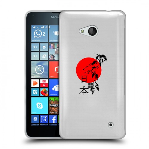 Полупрозрачный дизайнерский пластиковый чехол для Microsoft Lumia 640 Прозрачные иероглифы