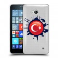 Полупрозрачный дизайнерский пластиковый чехол для Microsoft Lumia 640 Флаг Турции