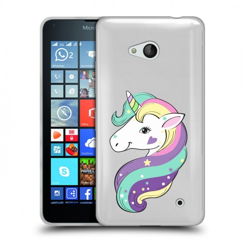 Полупрозрачный дизайнерский пластиковый чехол для Microsoft Lumia 640 Единороги 