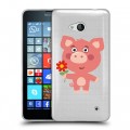 Полупрозрачный дизайнерский пластиковый чехол для Microsoft Lumia 640 Прозрачные свинки