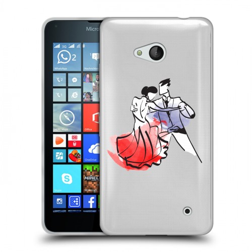 Полупрозрачный дизайнерский силиконовый чехол для Microsoft Lumia 640 Прозрачные танцоры 