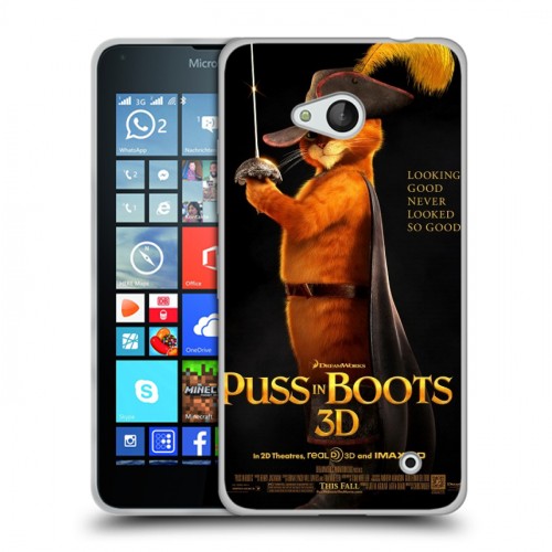 Дизайнерский пластиковый чехол для Microsoft Lumia 640 Кот в сапогах
