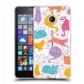 Полупрозрачный дизайнерский пластиковый чехол для Microsoft Lumia 640 XL Прозрачные кошки