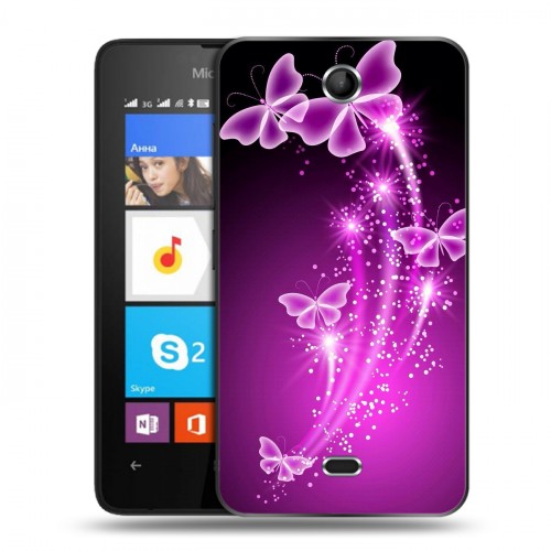 Дизайнерский силиконовый чехол для Microsoft Lumia 430 Dual SIM Бабочки фиолетовые