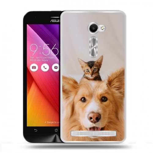 Дизайнерский пластиковый чехол для Asus Zenfone 2 5 Собака и котенок