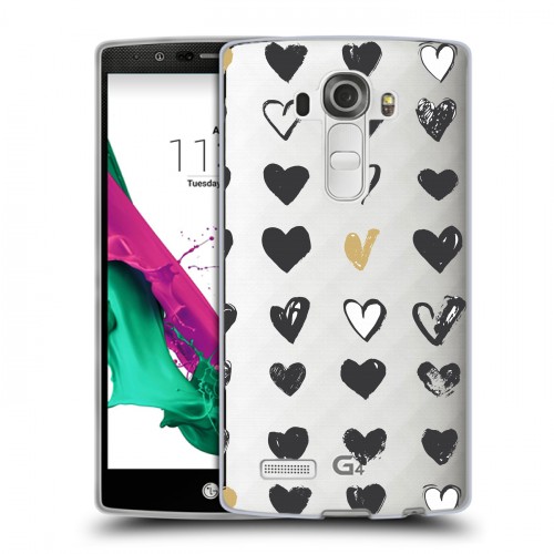 Полупрозрачный дизайнерский пластиковый чехол для LG G4 Стильные сердца