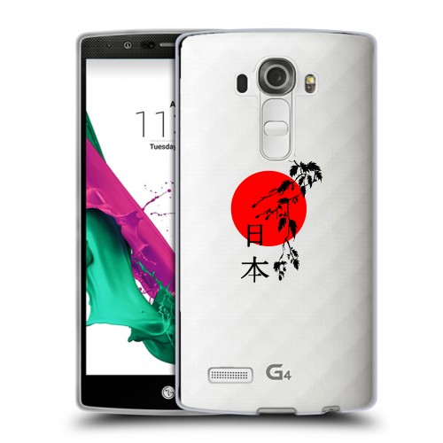 Полупрозрачный дизайнерский силиконовый чехол для LG G4 Прозрачные иероглифы