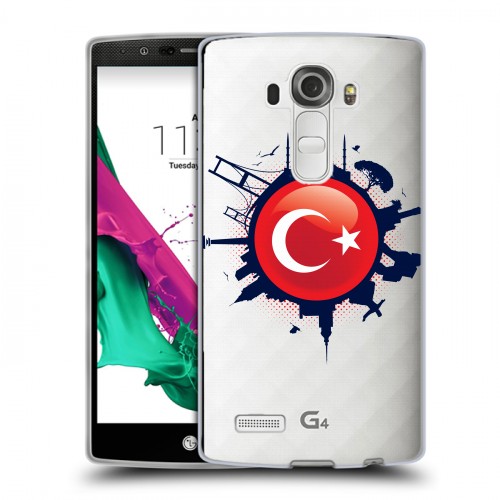 Полупрозрачный дизайнерский пластиковый чехол для LG G4 Флаг Турции