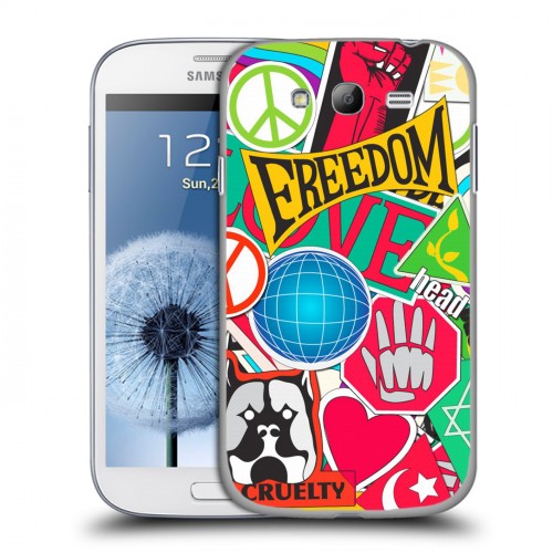 Дизайнерский пластиковый чехол для Samsung Galaxy Grand Счастливые стикеры