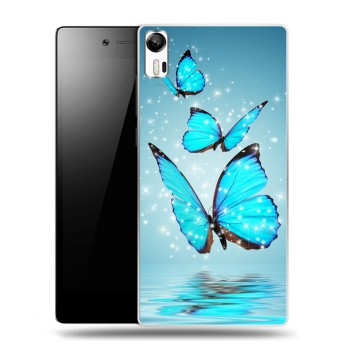 Дизайнерский силиконовый чехол для Lenovo Vibe Shot Бабочки голубые (на заказ)