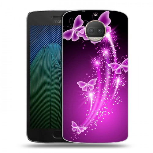Дизайнерский пластиковый чехол для Motorola Moto G5s Plus Бабочки фиолетовые