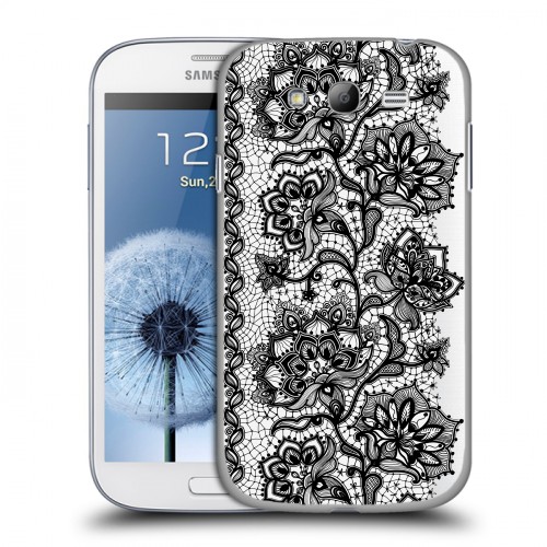 Полупрозрачный дизайнерский пластиковый чехол для Samsung Galaxy Grand Прозрачные кружева