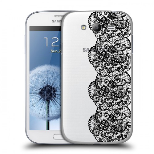 Полупрозрачный дизайнерский пластиковый чехол для Samsung Galaxy Grand Прозрачные кружева