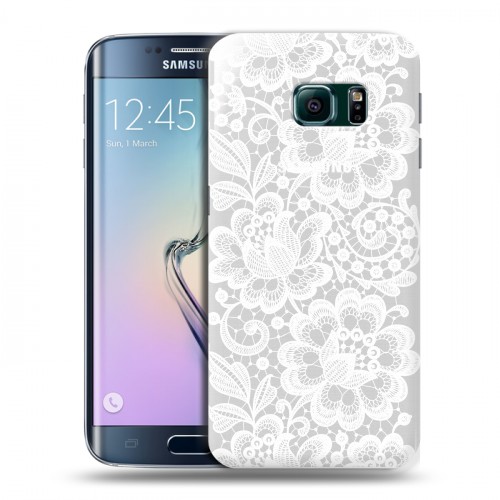 Полупрозрачный дизайнерский пластиковый чехол для Samsung Galaxy S6 Edge Прозрачные кружева