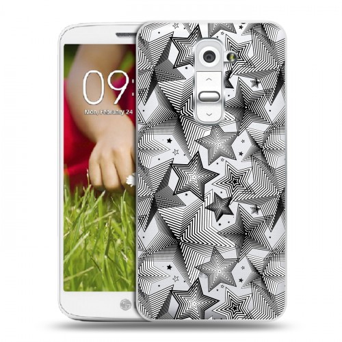 Полупрозрачный дизайнерский пластиковый чехол для LG Optimus G2 mini Прозрачные звезды