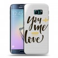 Полупрозрачный дизайнерский пластиковый чехол для Samsung Galaxy S6 Edge Золотые слова