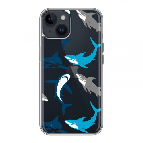 Полупрозрачный дизайнерский пластиковый чехол для Iphone 14 Прозрачные рыбы