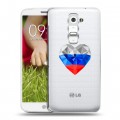 Полупрозрачный дизайнерский пластиковый чехол для LG Optimus G2 mini Российский флаг