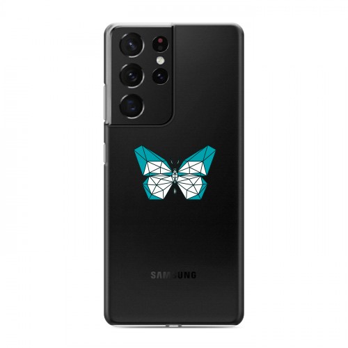 Полупрозрачный дизайнерский пластиковый чехол для Samsung Galaxy S21 Ultra прозрачные Бабочки 