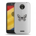 Полупрозрачный дизайнерский пластиковый чехол для Motorola Moto C Plus прозрачные Бабочки 