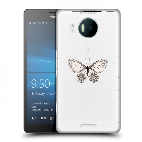 Полупрозрачный дизайнерский пластиковый чехол для Microsoft Lumia 950 XL прозрачные Бабочки 