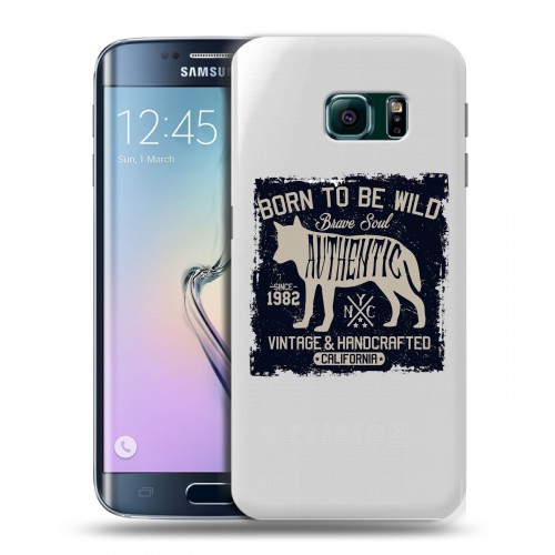 Полупрозрачный дизайнерский пластиковый чехол для Samsung Galaxy S6 Edge Волки